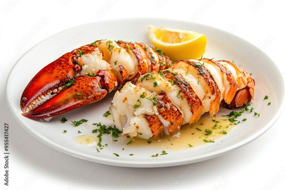 Lobster Tails on a Plate with Lemon Lobster Tails on a Plate with Lemon