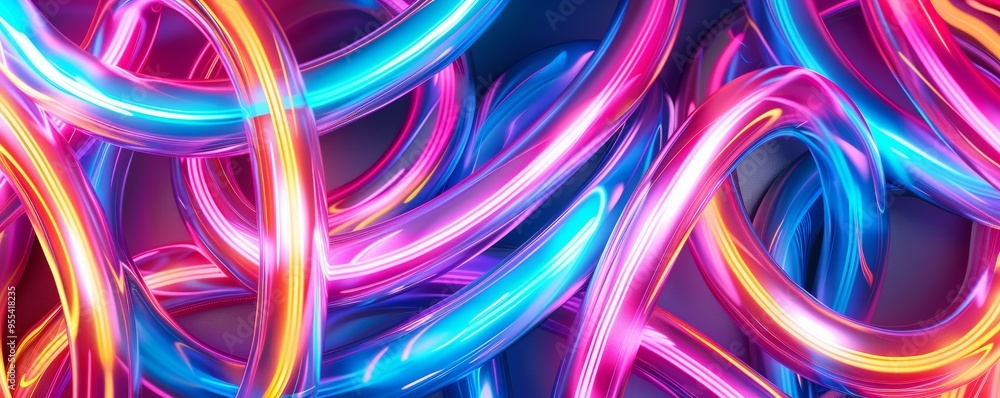 Neon glowing lines intertwined in bright colors, 4K hyperrealistic photo Neon glowing lines intertwined in bright colors, 4K hyperrealistic photo