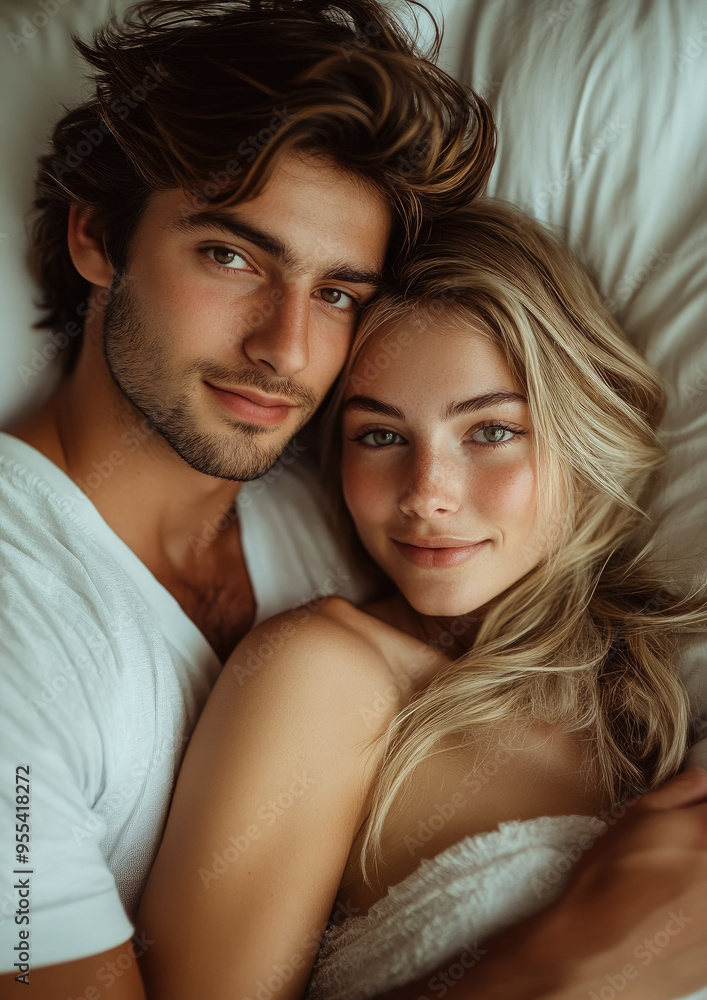 beautiful man and woman hugging on white sheets in bed, love, passion, couple, lovers, girl and boy, portrait, hugs, romance, tenderness, sex, relationship, embrace, sexuality, body, face, together beautiful man and woman hugging on white sheets in bed, love, passion, couple, lovers, girl and boy, portrait, hugs, romance, tenderness, sex, relationship, embrace, sexuality, body, face, together