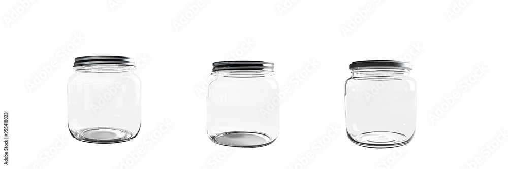 Empty Clear Transparent Glass Jar on a Transparent Background Empty Clear Transparent Glass Jar on a Transparent Background