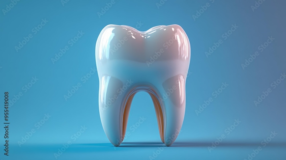 Realistic Tooth Model on Blue Background Generative AI Realistic Tooth Model on Blue Background Generative AI