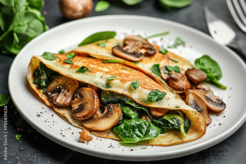 Mushroom and Spinach Crepes Mushroom and Spinach Crepes