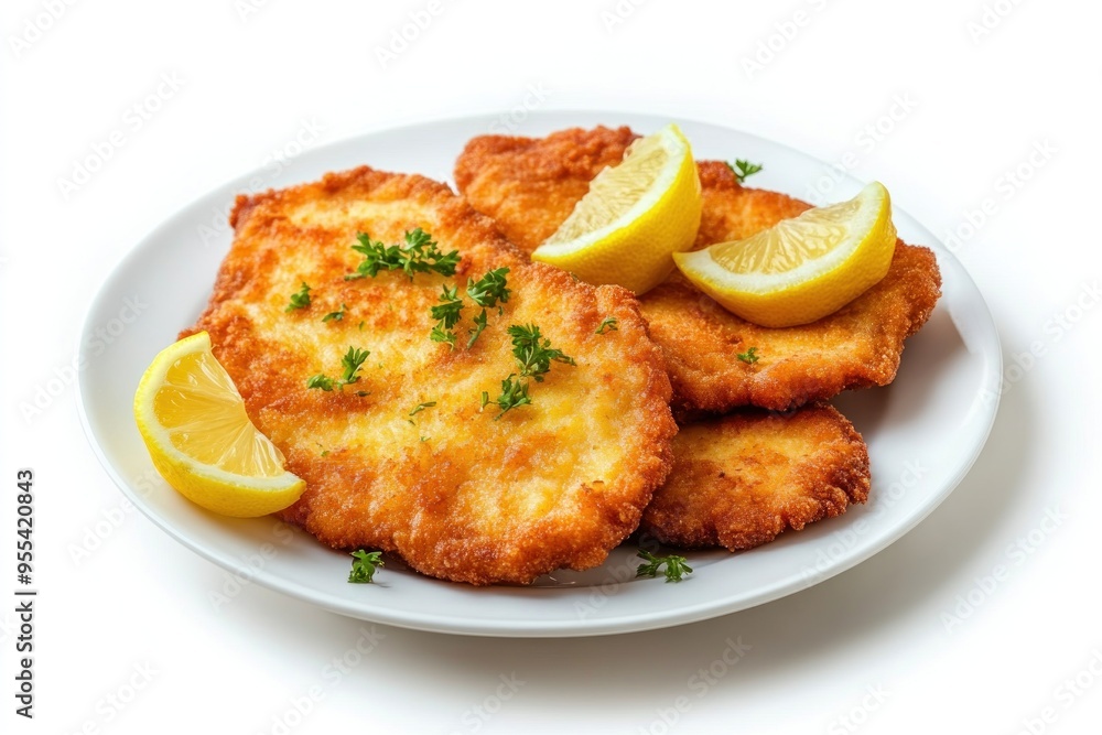 Crispy Fried Chicken Cutlets with Lemon Slices Crispy Fried Chicken Cutlets with Lemon Slices