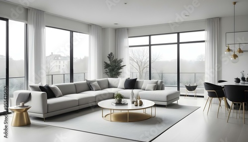 Photo interior modern design room 3d illustration