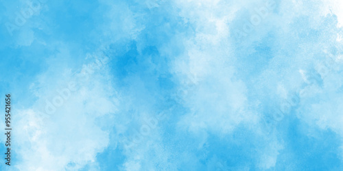 Grunge abstract cloudy blue smog texture art design, blue watercolor painting textured cloudy blue sky background, Natural Blue sky watercolor background texture for cover design.