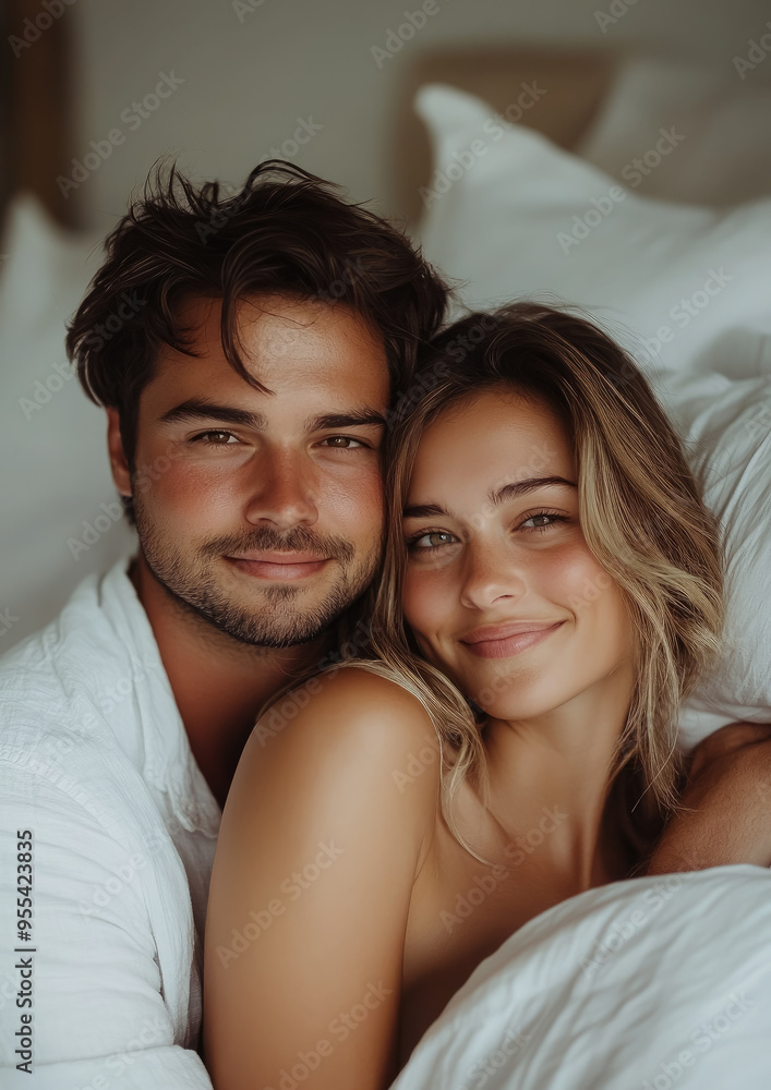 beautiful man and woman hugging on white sheets in bed, love, passion, couple, lovers, girl and boy, portrait, hugs, romance, tenderness, sex, relationship, embrace, sexuality, body, face, together beautiful man and woman hugging on white sheets in bed, love, passion, couple, lovers, girl and boy, portrait, hugs, romance, tenderness, sex, relationship, embrace, sexuality, body, face, together