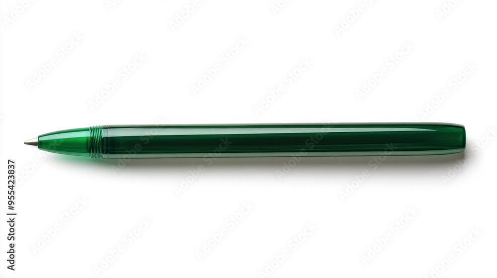 Green Ballpoint Pen Isolated on White Background Generative AI Green Ballpoint Pen Isolated on White Background Generative AI