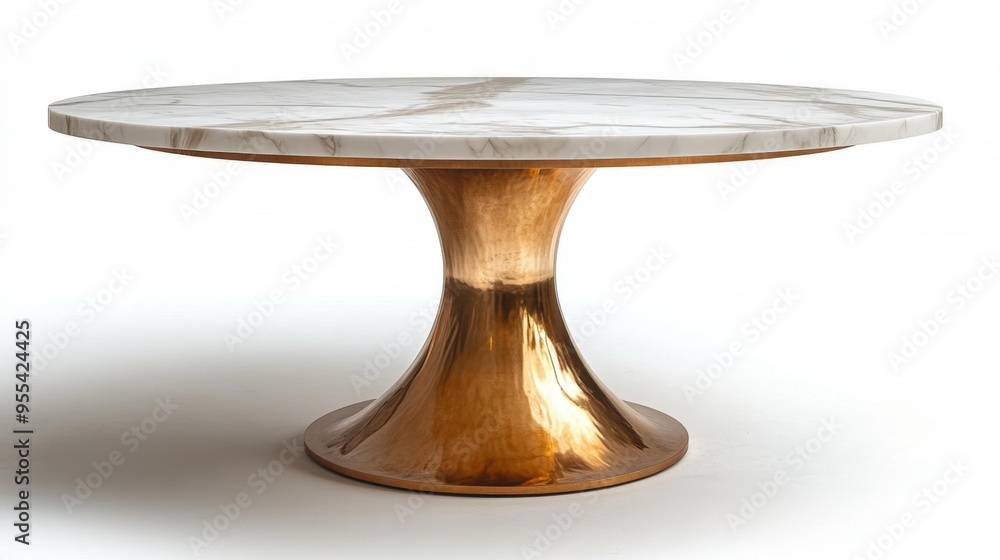 Elegant Marble and Brass Round Table Generative AI Elegant Marble and Brass Round Table Generative AI
