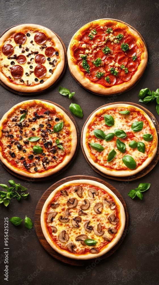 Savor the sight of a freshly made pizza adorned with vibrant tomatoes and fragrant basil, beautifully arranged on a warm wooden surface, ready for enjoyment Savor the sight of a freshly made pizza adorned with vibrant tomatoes and fragrant basil, beautifully arranged on a warm wooden surface, ready for enjoyment