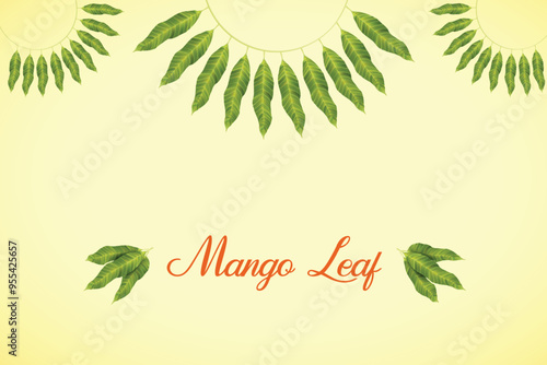 Mango Leaves Hanging On Auspicious Traditional Hindu Festival. Vector Illustration for Festive Elements