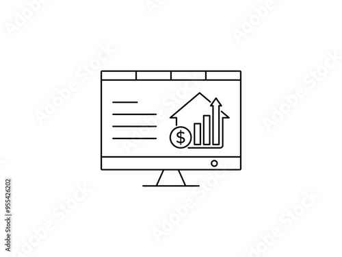 Business Presentation Flat Outline Vector