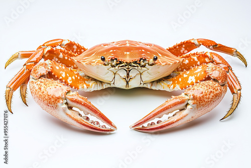 Cooked red crab isolated on white background, Close up shot boiled crab, Seafood cooked crab concept. photo