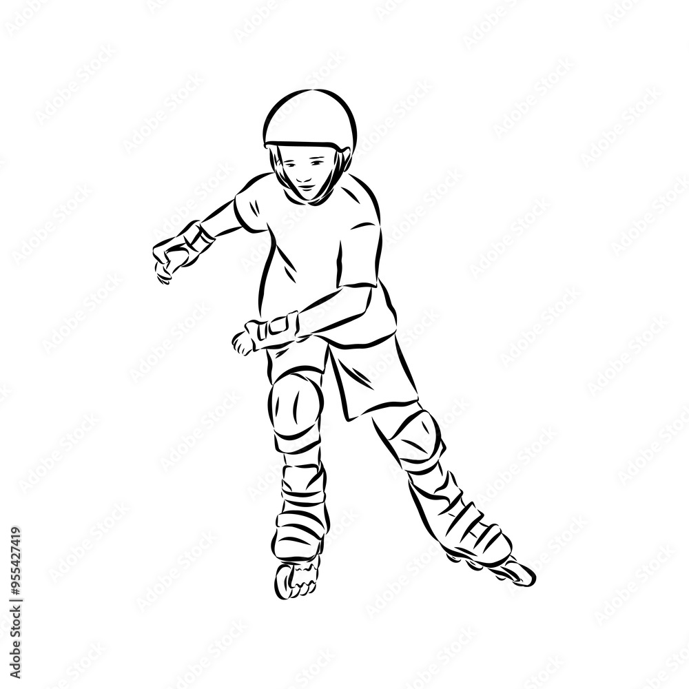 skate in line roller skater young sports recreation vector illustration skate in line roller skater young sports recreation vector illustration
