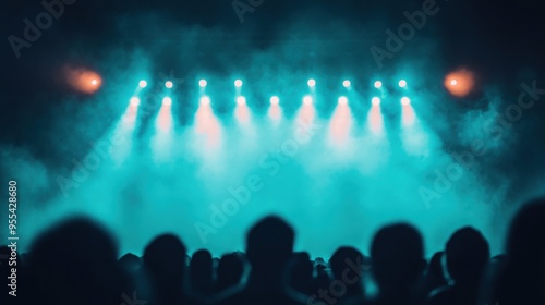 Intense Spotlights with Light Flares: High-energy rock concert vibes with vivid contrasts and smoke effects