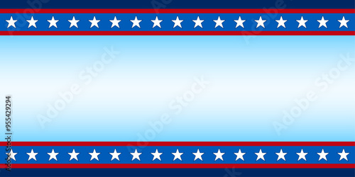 Stars and stripes banner with a blank gradient background - Vector Illustration
