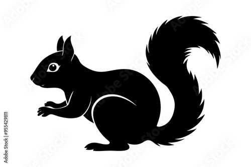  A wild animal squirrel silhouette vector art illustration