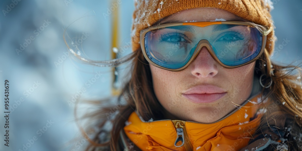 Close-Up of a Woman in Ski Goggles Close-Up of a Woman in Ski Goggles