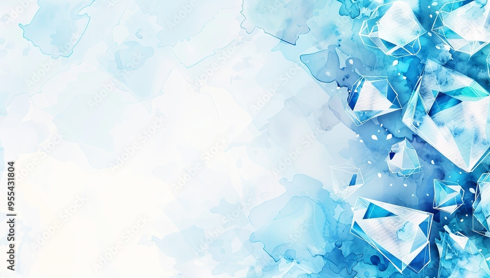 Blue Watercolor Geometric Pattern with Soft Abstract Background Blue Watercolor Geometric Pattern with Soft Abstract Background