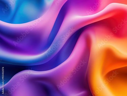 Colorful silk fabric flowing in vibrant waves of purple, blue, and orange