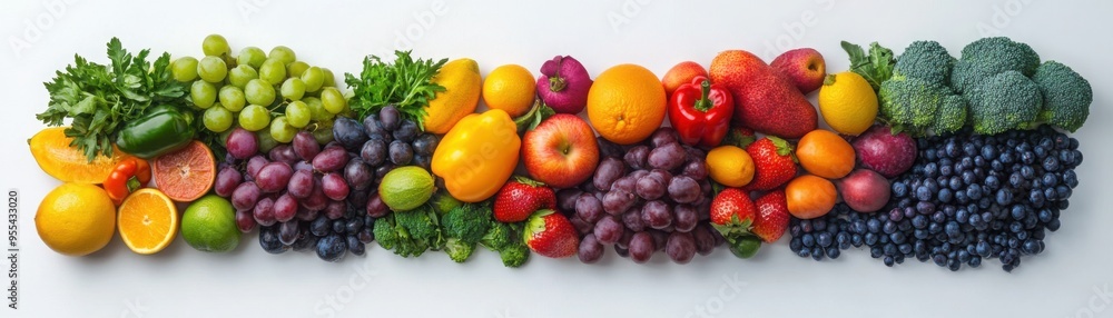 Aging gracefully with healthy foods, a composition of antioxidants-rich fruits and vegetables, isolated on white background Aging gracefully with healthy foods, a composition of antioxidants-rich fruits and vegetables, isolated on white background