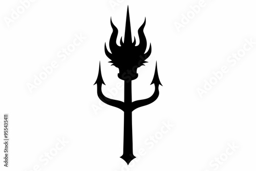 Poseidon tridents icon, Crossed harpoons silhouette vector

