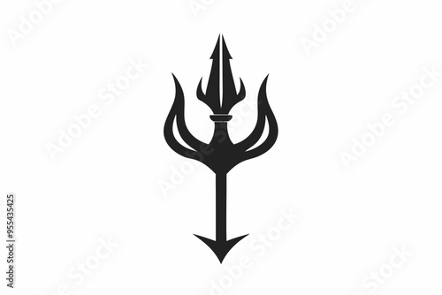 Poseidon tridents icon, Crossed harpoons silhouette vector

