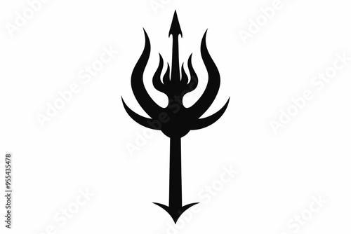 Poseidon tridents icon, Crossed harpoons silhouette vector

