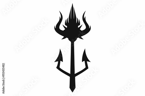 Poseidon tridents icon, Crossed harpoons silhouette vector


