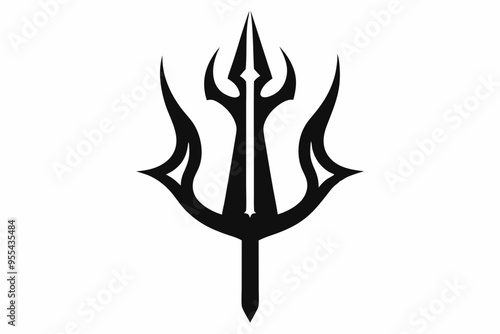 Poseidon tridents icon, Crossed harpoons silhouette vector

