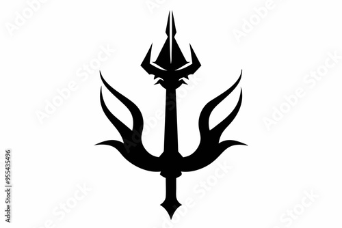 Poseidon tridents icon, Crossed harpoons silhouette vector

