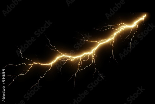 Beige lightning, isolated on a black background vector illustration glowing beige electric flash thunder lighting blank empty pattern  photo