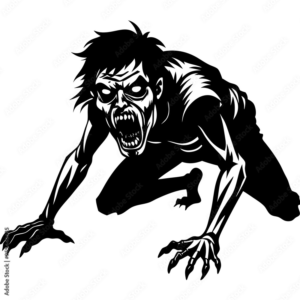 Creepy Zombie Crawl Vector Art Illustration Creepy Zombie Crawl Vector Art Illustration