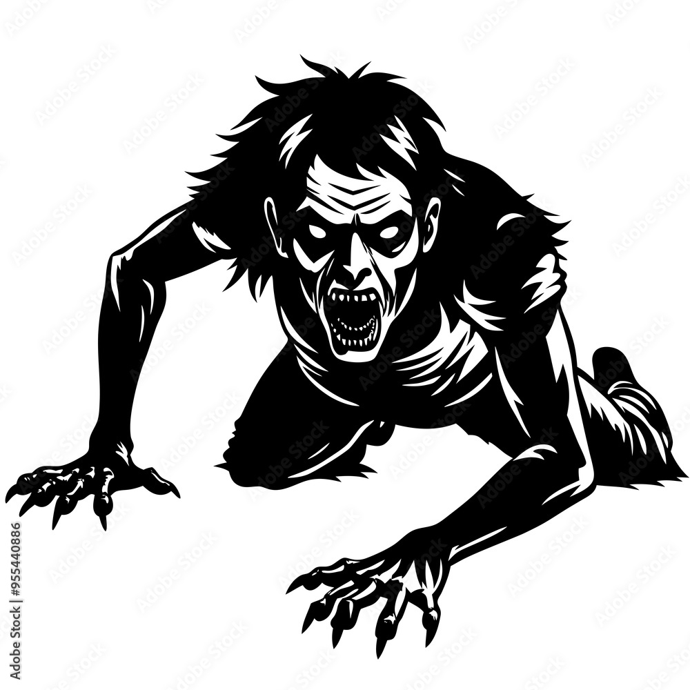Fototapeta premium Creepy Zombie Crawl Vector Art Illustration