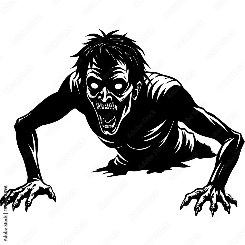 Creepy Zombie Crawl Vector Art Illustration Creepy Zombie Crawl Vector Art Illustration