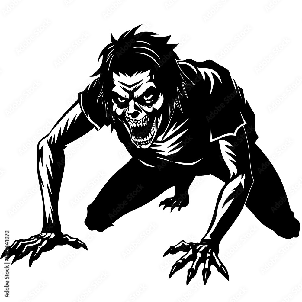 Fototapeta premium Creepy Zombie Crawl Vector Art Illustration