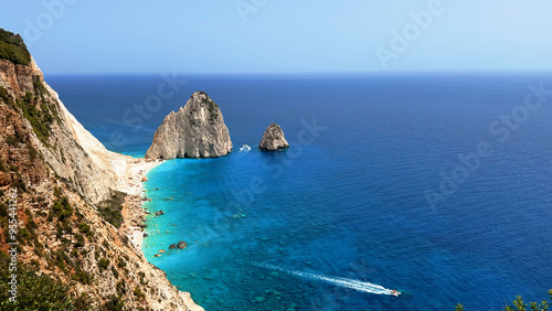 Unreal Aerial View of Zakynthos Island | Amazing Sea Water and Sailing Boats near Turtle Island, Greece