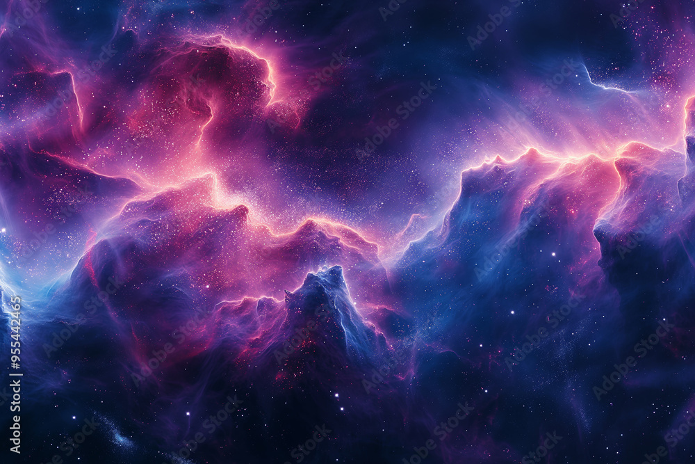 Spectacular Nebula Space Scene with Vibrant Pink and Blue Cosmic Clouds Spectacular Nebula Space Scene with Vibrant Pink and Blue Cosmic Clouds