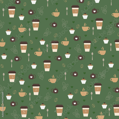 Coffee Pattern, Party, Vector 