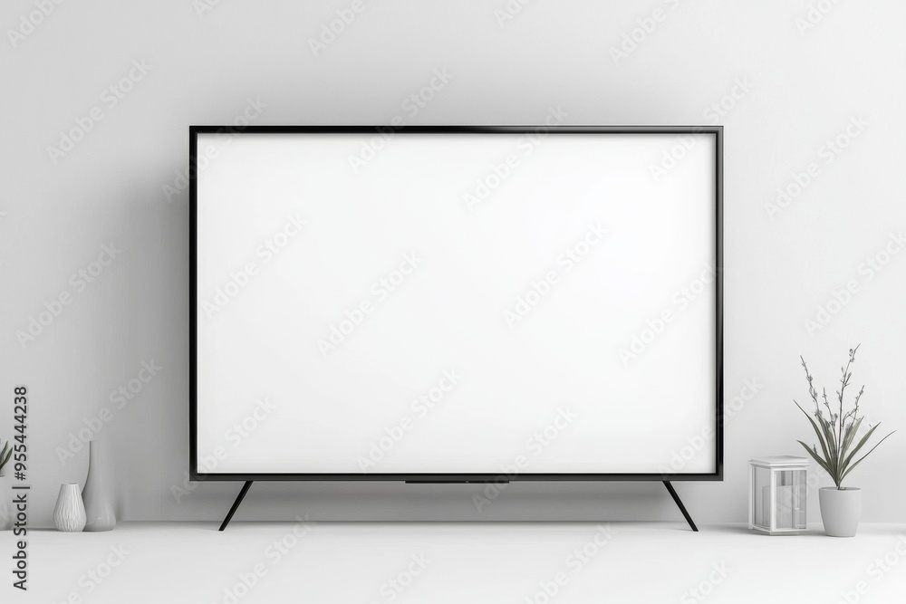 Fototapeta premium TV screen mockup on isolated background created with Generative AI