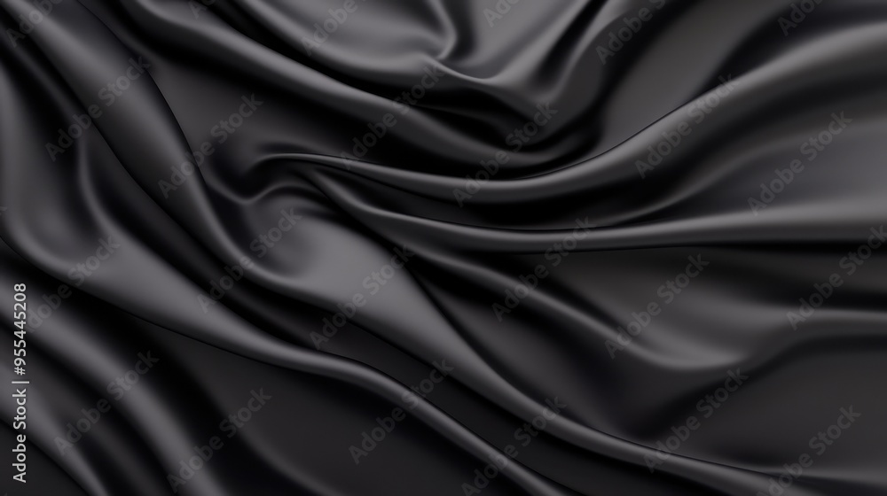 A black fabric with a pattern of waves A black fabric with a pattern of waves