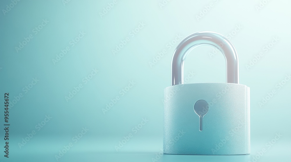 A silver lock with a keyhole sits on a blue background A silver lock with a keyhole sits on a blue background