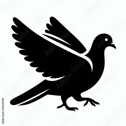 Silhouette pigeon vector illustration, very simple and single pigeon silhouette white background