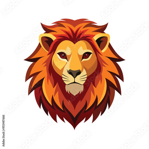 Lion head color vector illustration style design