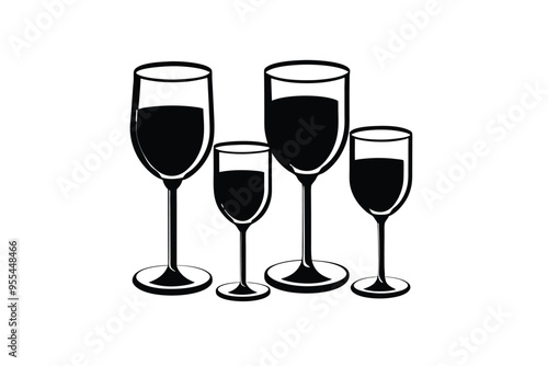 Wine glass silhouette vector lustration on white  background photo