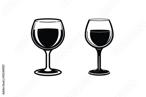 Wine glass silhouette vector lustration on white  background photo