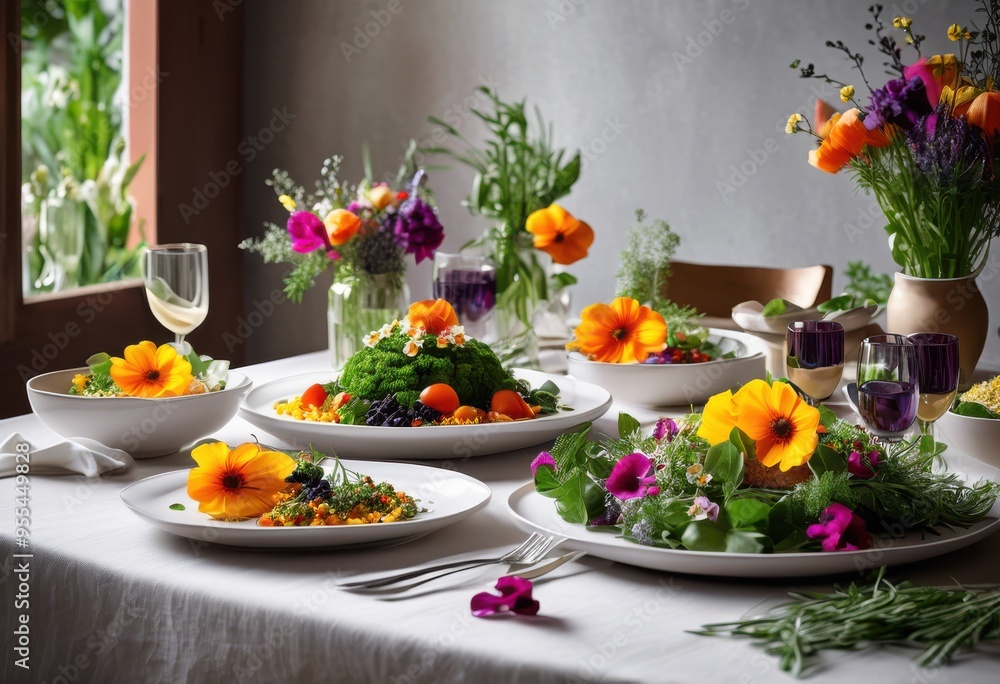 vibrant vegan meals presented minimalist dining arrangement featuring fresh ingredients colorful dishes, plates, bowls, vegetables, fruits, herbs, table vibrant vegan meals presented minimalist dining arrangement featuring fresh ingredients colorful dishes, plates, bowls, vegetables, fruits, herbs, table