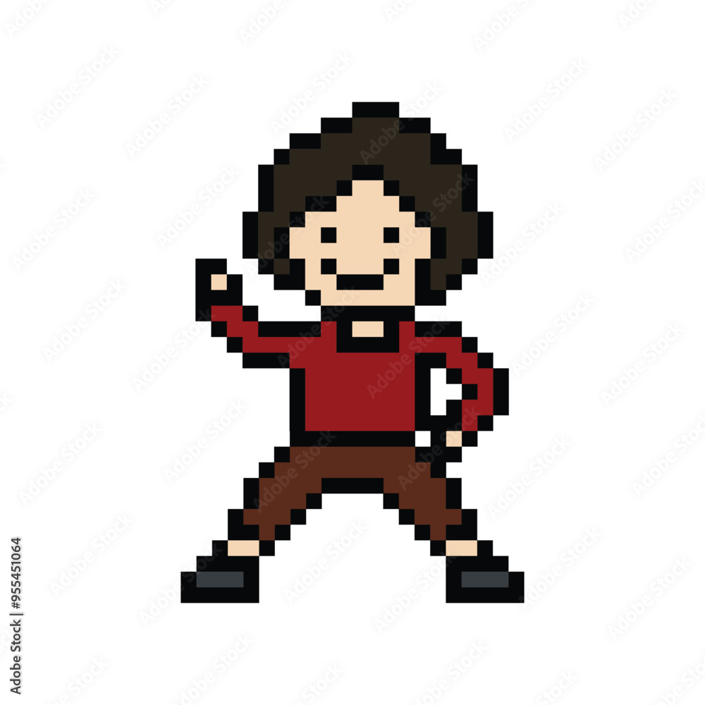 Cute pixel cartoon 8bit character man exercises training dance lifestyle music decoration life style 8 bit male boy dance with music game fitness isolated PNG vector. Cute pixel cartoon 8bit character man exercises training dance lifestyle music decoration life style 8 bit male boy dance with music game fitness isolated PNG vector.