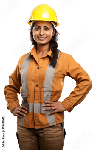 PNG Indian female carpenter portrait hardhat helmet.