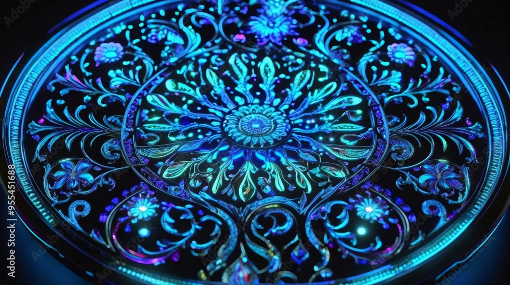 Obraz premium Glowing Plate With Flower Design
