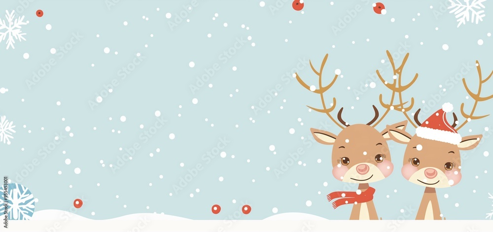 Cute baby reindeers with Christmas lights on a pastel background, text-friendly abstract background
Cute baby reindeers with Christmas lights on a pastel background, text-friendly abstract background